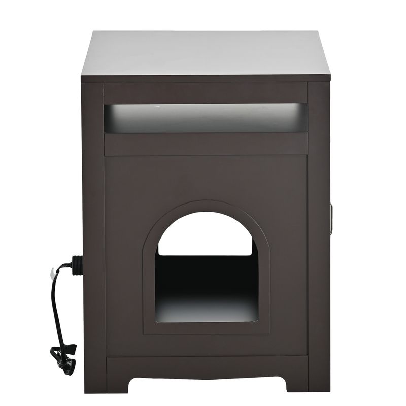 Litter Box Enclosure, Cat Litter Box Furniture With Hidden Plug, 2 Doors,Indoor Cat Washroom Storage Bench Side Table Cat House, Large Wooden Enclused Litter Box House, Esspresso_voghion.com