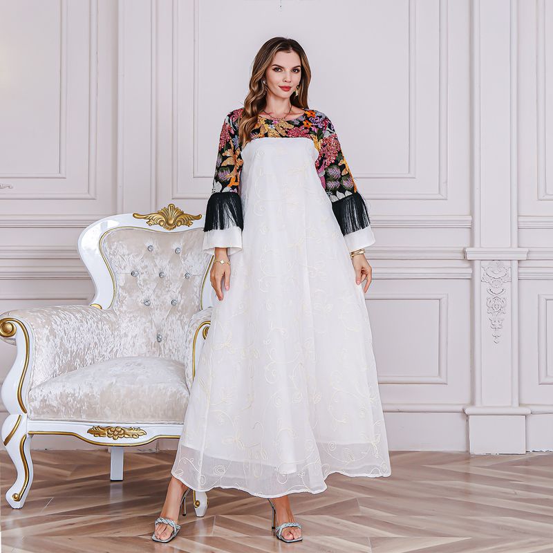 Muslim Embroidered Sequin Women's Dress Abaya New Style Evening Gown_voghion.com