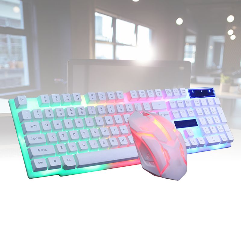 Xinweiqing 2Pcs/Set GTX300 Mouse com fio colorido Backlight Plastic Gaming Keyboard Set para computador_voghion.com