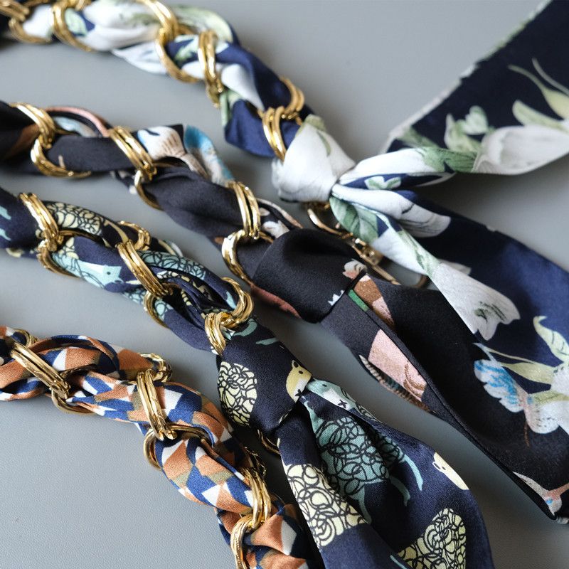 Fashion Socialite Style Versatile Silk Scarf Spring Summer Handbag Strap Bag Accessories Handheld Short Chain_voghion.com