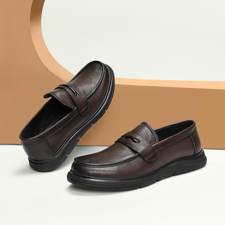 Suitable For All Seasons 2024 Genuine Leather New Comfortable Casual Breathable Sole Soft Surface Versatile Loafers Men's Shoes_voghion.com