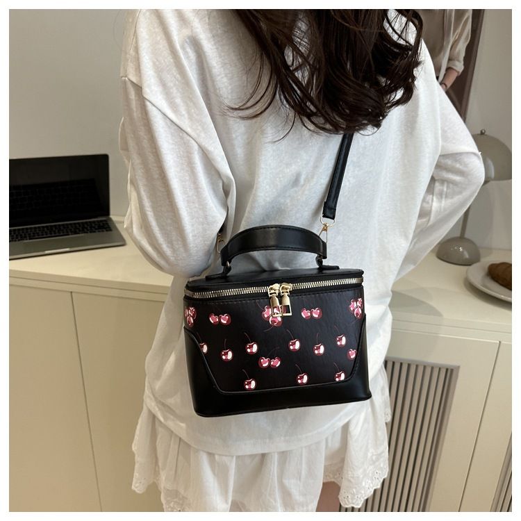 Summer Cherry Hand Held Shoulder Crossbody Bag Large Capacity Shopping Bag Commuter Box Bag_voghion.com