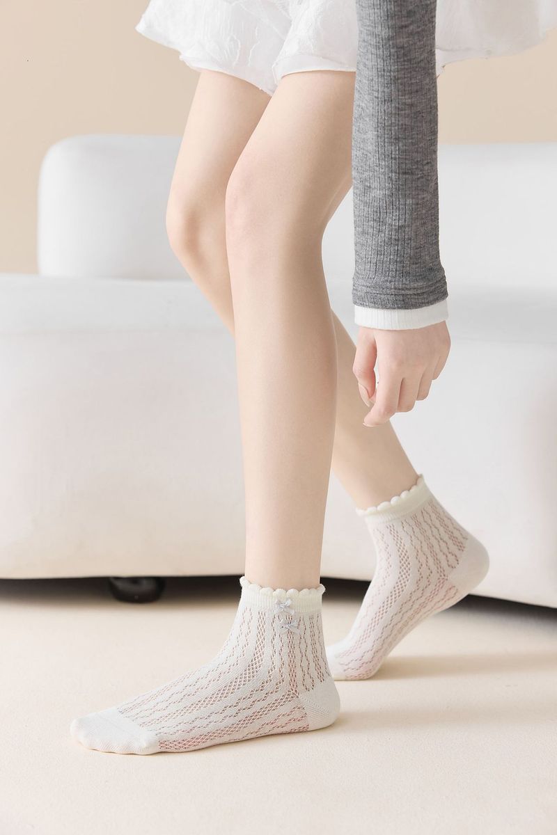 Calzini da donna, Calzini corti, Calzini estivi traspiranti senza cuciture in stile balletto, in maglia sottile_voghion.com