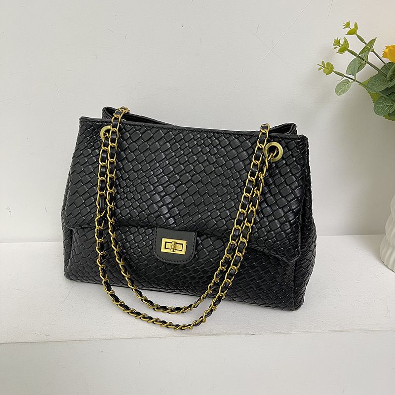 Borsa da donna alla moda, elegante, casual, alla moda, con tracolla, grande capacità, in tessuto intrecciato_voghion.com