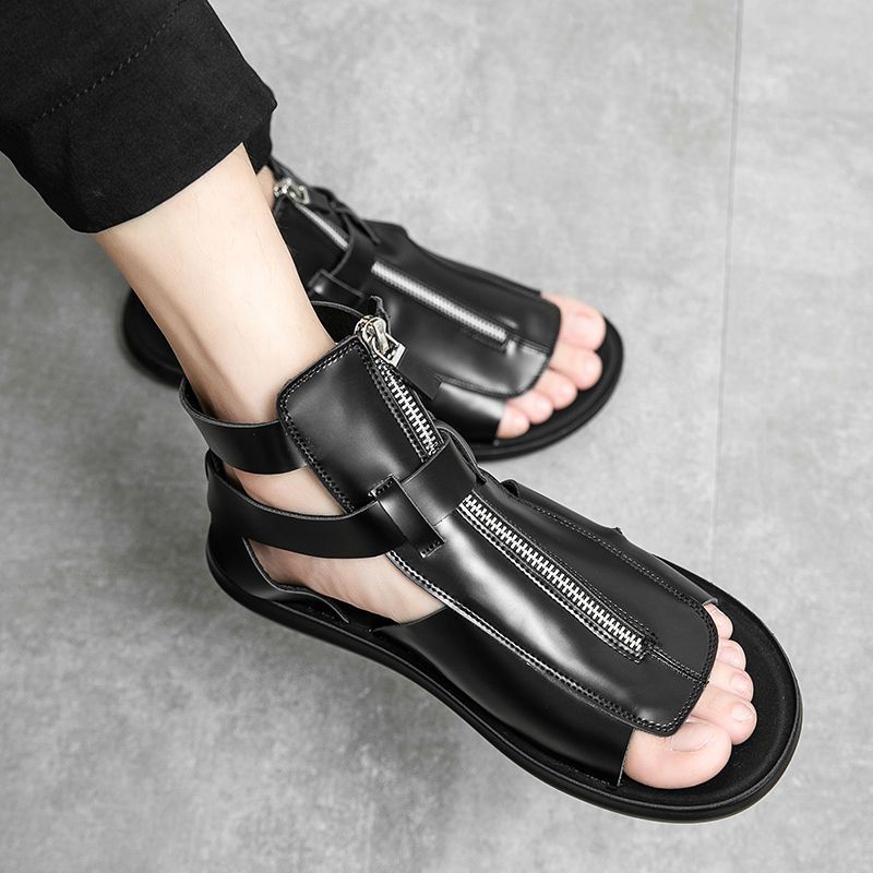Unschlagbare Qualität 2024 Sommer Stinky Roman Ledersandalen Bequeme und modische tägliche britische Strandschuhe für Männer_voghion.com