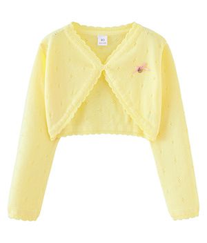 Cardigan élégant en tricot pour fille avec nœud et châle – Robe d'été légère et formelle pour 8 à 16 ans (blanc/rose/jaune)_voghion.com