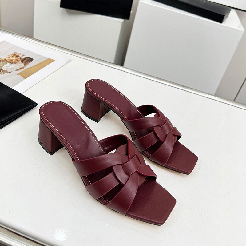 Slides Damen Hausschuhe L Top Layer Rindsleder Klassische Einwort Sandalen Hohe Qualität_voghion.com