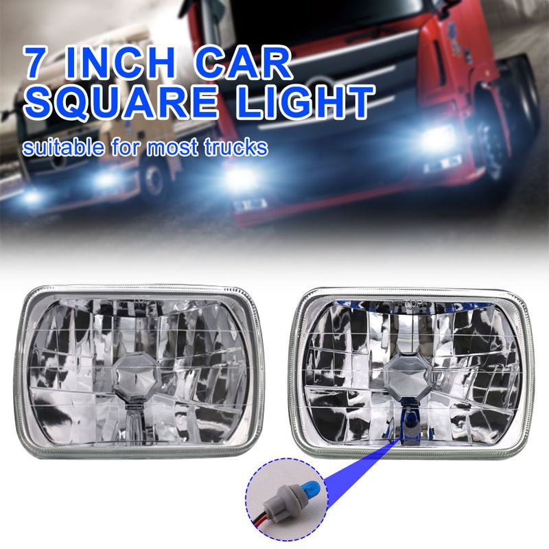 7" Inch 7x5 Square Headlight 6052 Glass Clear Lens Dia Cut White Lamp For H4/P43 Bulb OBD2 Car Accessories_voghion.com