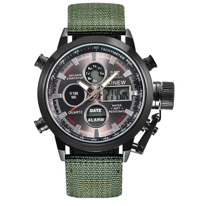 Men's Sport Watch With Analog-Digital Display, GMT Function, Date & Week Indicator, Luminous Hands, PU Leather Strap, Alloy Case_voghion.com