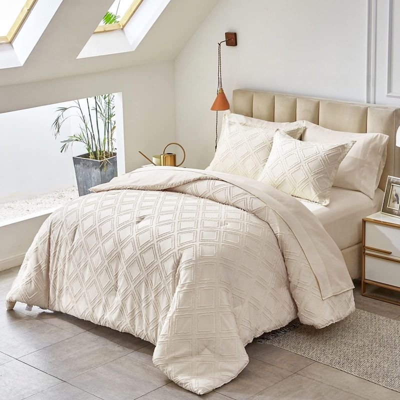 Quilt Set Bohemian Tufted Cut Flowers Fat Quilt Core Chemical Fiber Quilt Quilt Three Piece Set_voghion.com