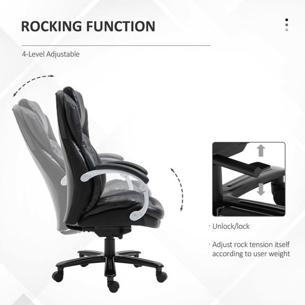 Vinsetto Executive Office Chair Big And Tall High-Back With Adjustable Tilt Angle Thick Padding Black_voghion.com