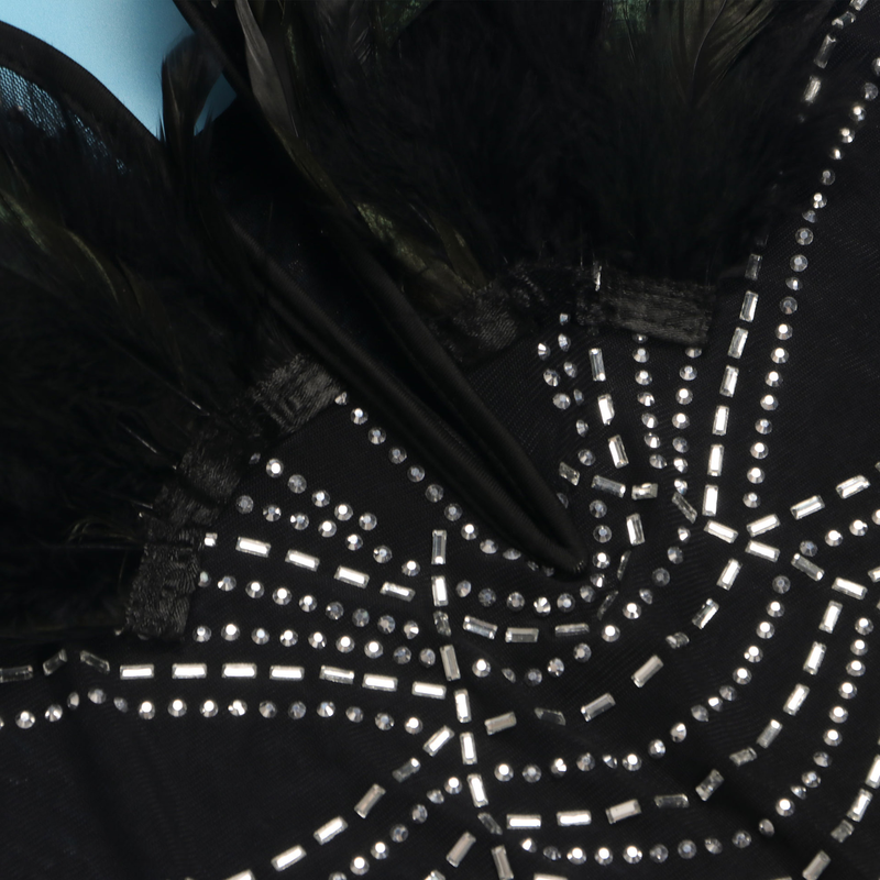 sexy feather hot rhinestones slim fit hip covering sleeveless jumpsuit_voghion.com