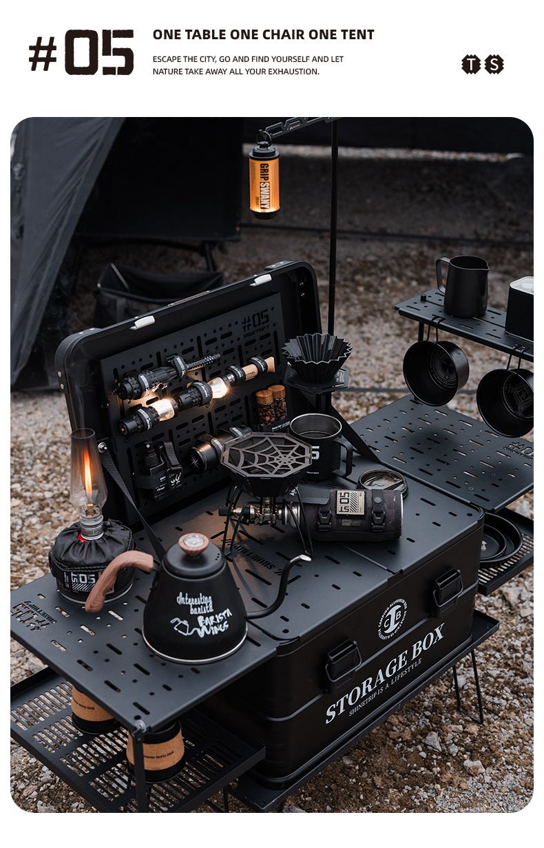 Sistema de camping modular IGT: Cafetera de aluminio con paneles laterales extensibles y adaptadores para hornillo Spider_voghion.com