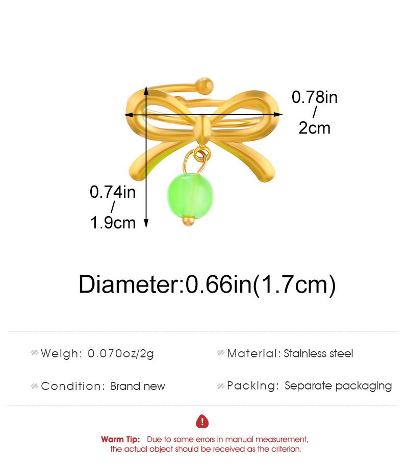 Wholesale Jewelry Princess Sweet Bow Knot 304 Stainless Steel Plating Rings Earrings_voghion.com