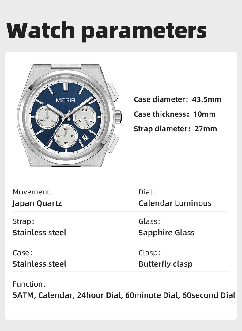 Herren Business Uhr Analog Quarz Armbanduhr Leuchtend 5ATM Wasserdicht Stahl Großes Zifferblatt_voghion.com