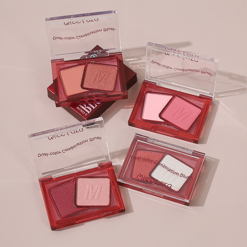 MissLara two-color blush red matte high gloss integrated plate natural nude waterproof makeup powder blusher_voghion.com