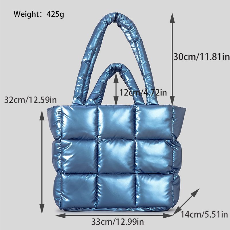 Borsa a tracolla alla moda, nuova borsa tote trapuntata a quadri versatile di alta qualità, borsa invernale da donna in nylon morbido e gonfio, grande capacità._voghion.com