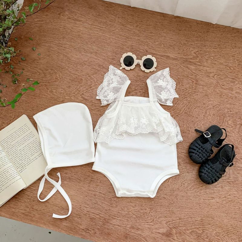 Combinaison coréenne tendance en dentelle pour bébé, maillot de bain simple et polyvalent, style d'été, nouvelle collection 2024_voghion.com