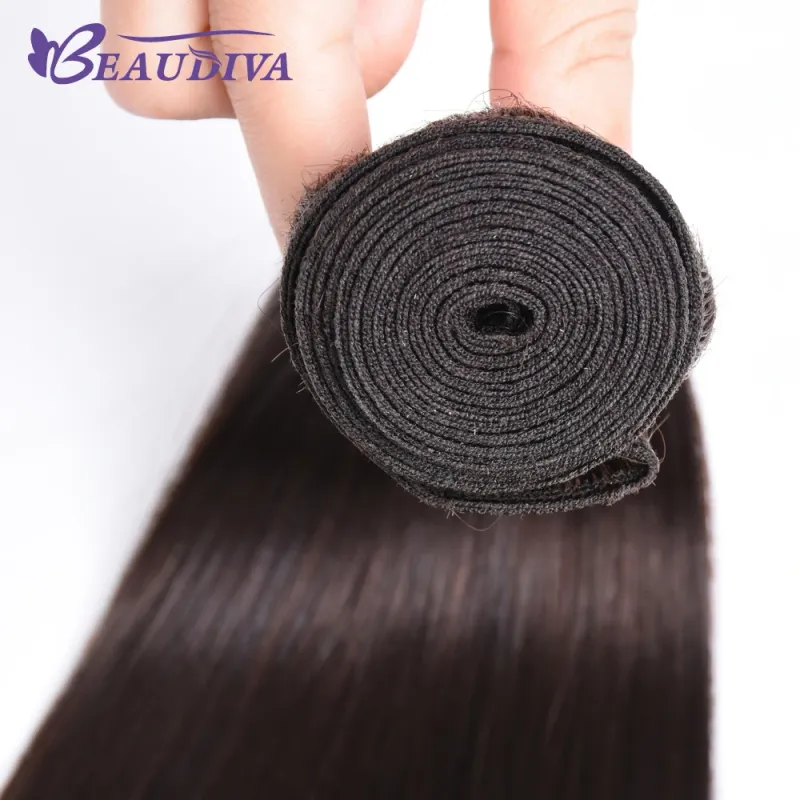 Braune glatte Haarbündel, brasilianisches Echthaar, dunkelbraune Remy-Haarverlängerungen, natürliche Farbe_voghion.com