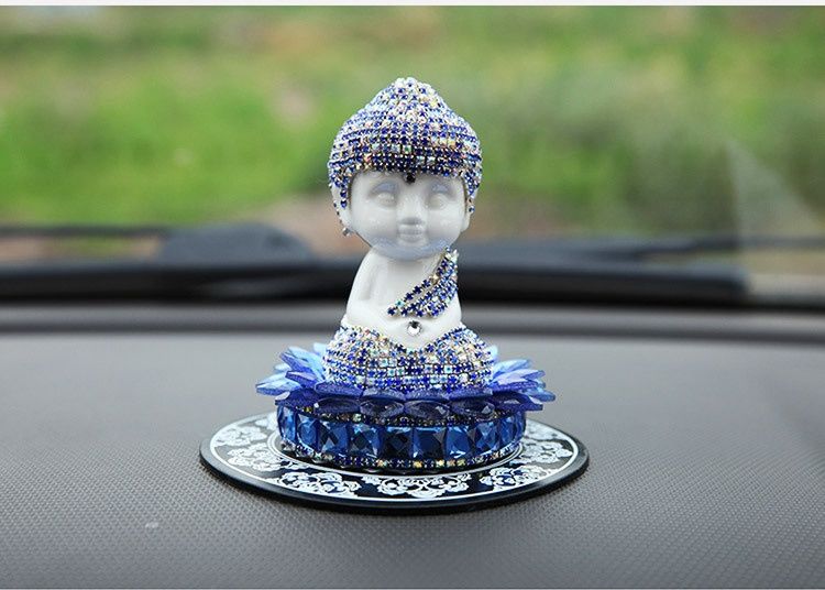 Xiaodeng Xiaodeng Blau-Weiße Porzellan Lotus Runde Keramik Buddha Parfümornament Auto Anti-Rutsch-Matte_voghion.com