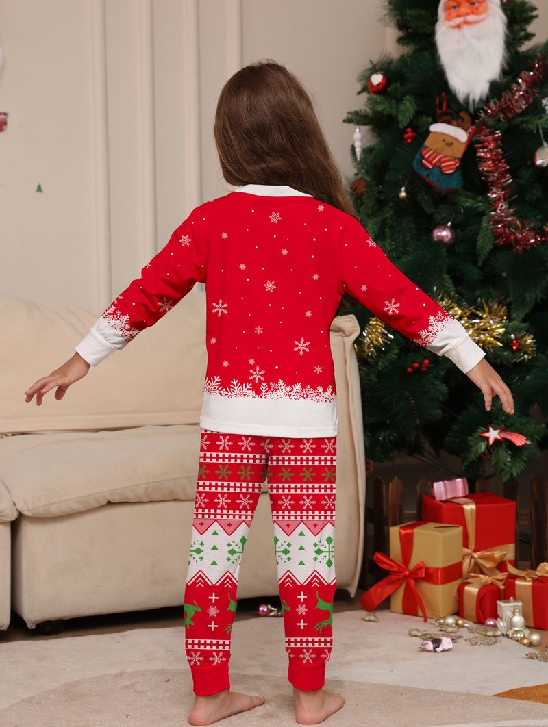 Christmas Red Parent Child Outfit Independent Station New Fat Deer Head Cartoon Suit Holiday Pajamas Home Clothes_voghion.com