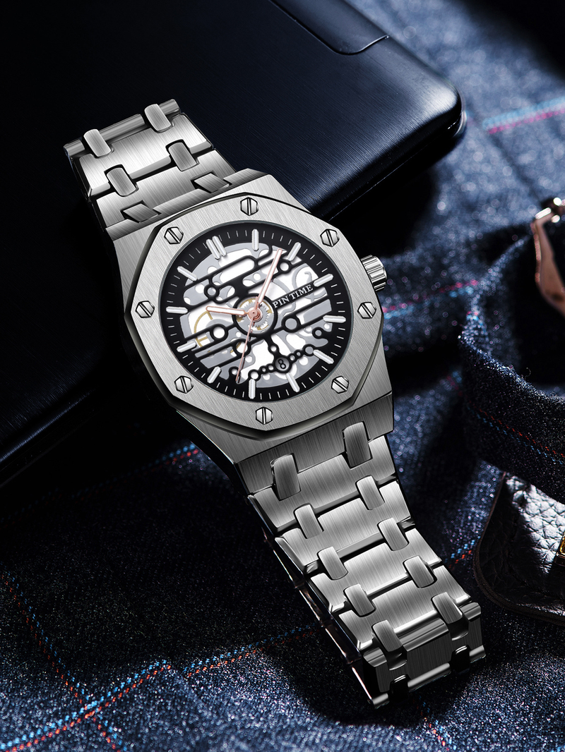 Non Mechanical Fashion Business Steel Band Sports Waterproof Quartz Men's Watch_voghion.com