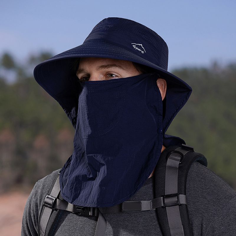 Moda Xioguan 100% poliestere 4 primavera/estate maschera da pescatore all'aperto, cappello di protezione, cappello da sole a scialle a tesa larga_voghion.com