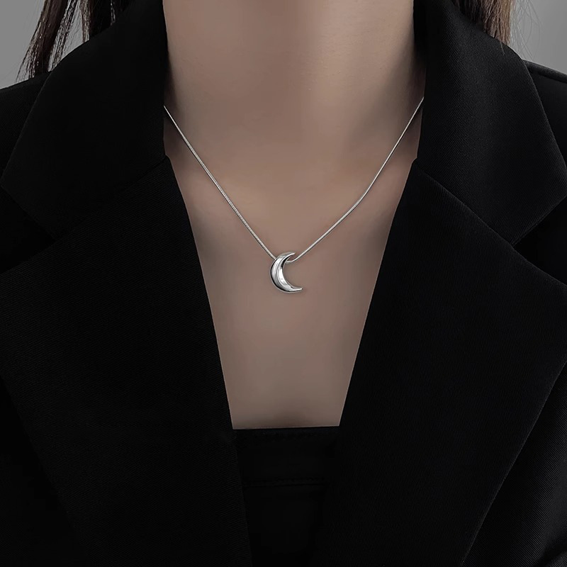 Collana semplice Sterling VENUS Moon per le donne Regalo di gioielli di tendenza versatile stereoscopico Dropshipping_voghion.com