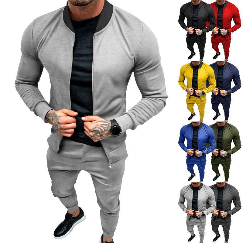 2023 neue Kontrast Jacke Frühling und Herbst Reversible Stehkragen Hübsches Große Größe männer Set_voghion.com