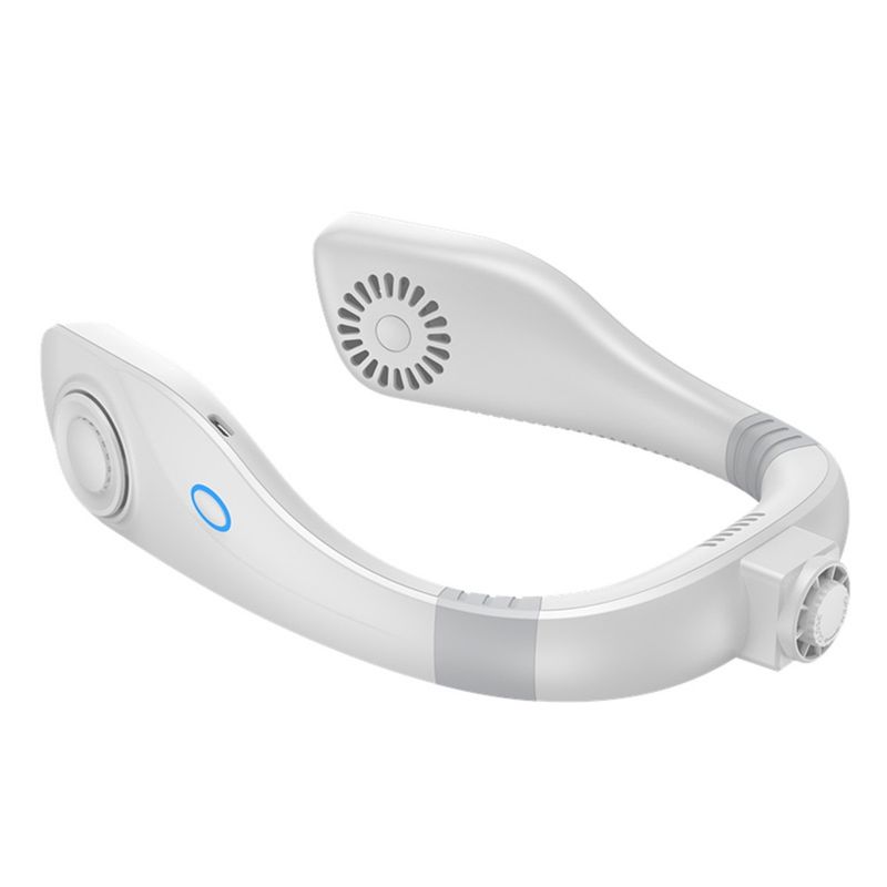 Ventilatore portatile USB per aromaterapia, senza foglie, con raffreddamento, appeso al collo (bianco)_voghion.com