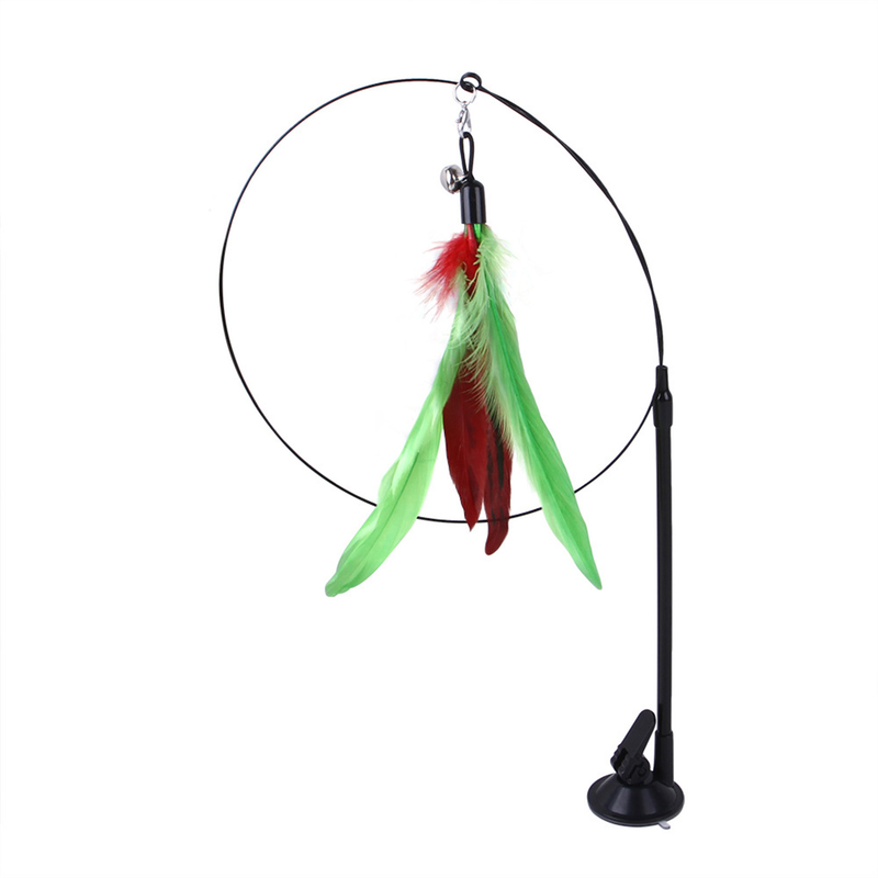 Guangying Cats Wand Toy Good Tenacity Pet Interaction Recreational Cats Teaser Feather Stick Toy With Suction Cup Cats Supplies_voghion.com