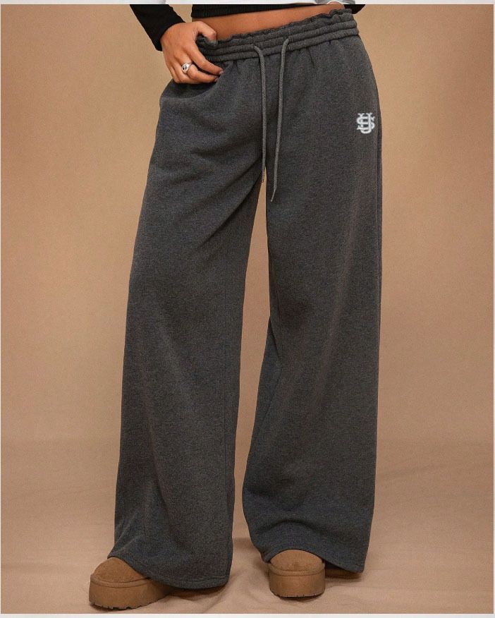 Pantaloni da jogging unisex in stile americano con fodera in pile ricamato – Pantaloni invernali oversize a gamba larga (XS-XL)_voghion.com