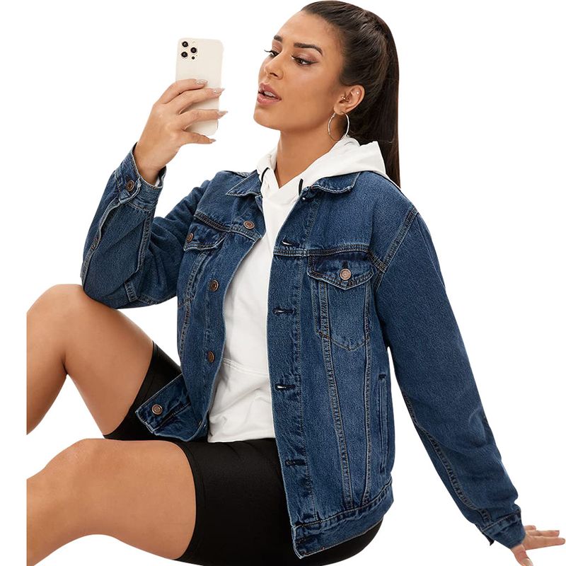 Trendy Washed Denim Jacket For Women - Slim Fit Stretchable Comfortable Casual Coat With Vintage Distressed Look_voghion.com