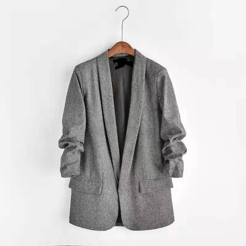 Giacca da donna multicolore da donna, stile casual, con maniche a sette quarti, pieghettata_voghion.com