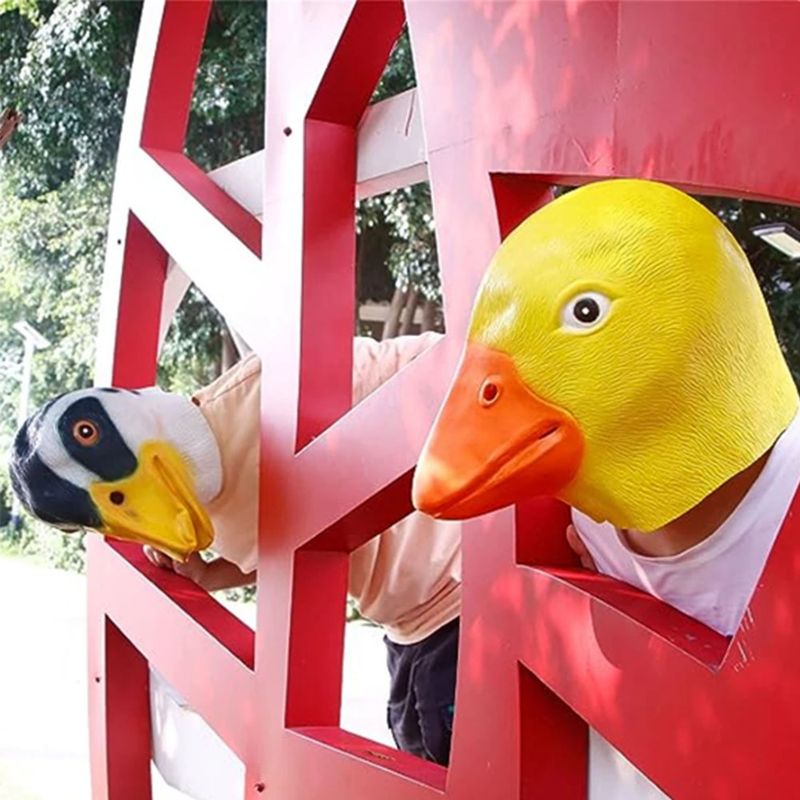 Halloween Deluxe Mask Duck Head Mask Latex Animal Mask Novelty Duck Costume Bill_voghion.com