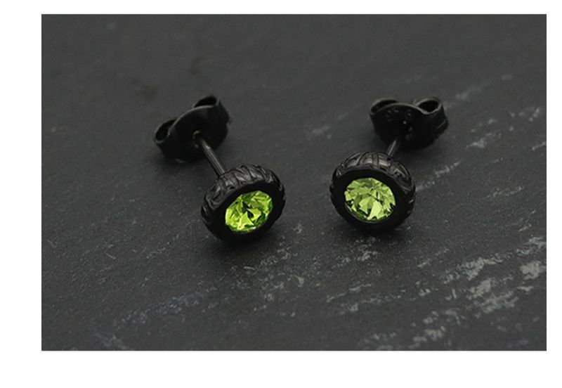 Orecchini a bottone in oro nero e diamanti verdi - Orecchini ipoallergenici in argento 925 di alta qualità per uomo e donna - Orecchini a bottone rotondi minimalisti_voghion.com