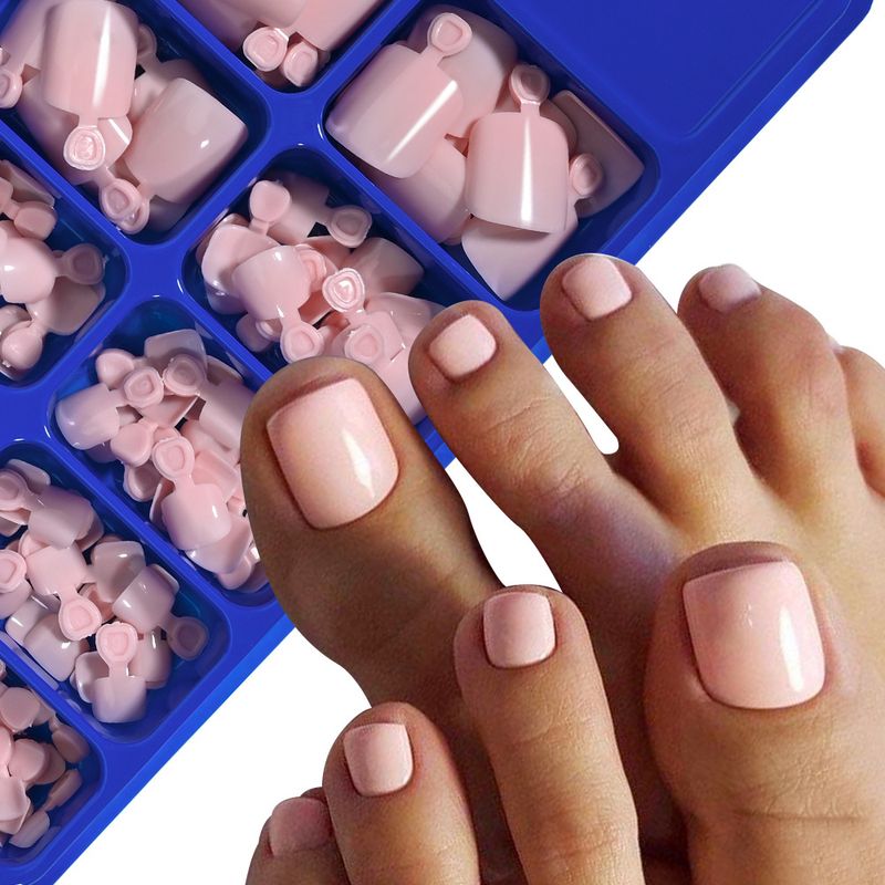 100 stuks effenkleurige teennageltips Eenvoudige geavanceerde dames in doos gemaakte teennagelkunst Nageltips_voghion.com