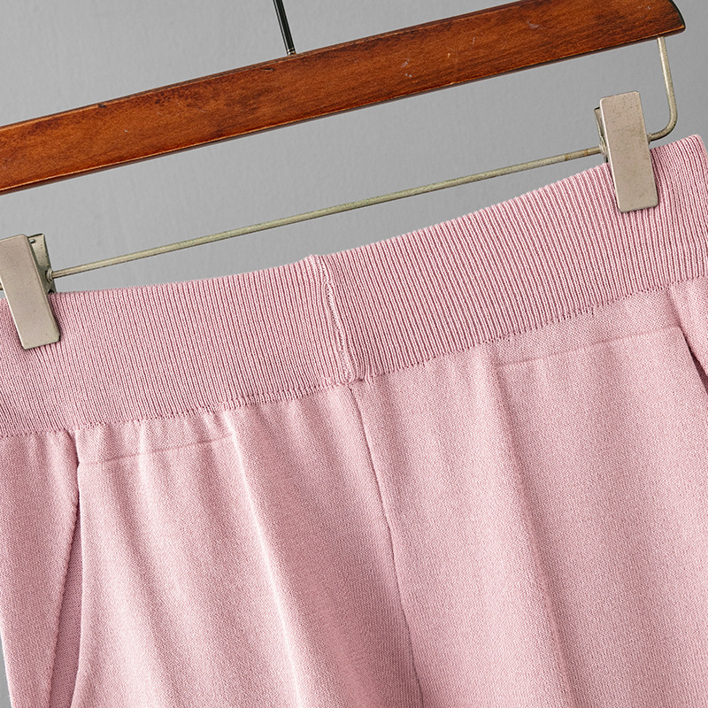 Modeset van ijszijde voor dames, korte mouw, lange broek, casual tweedelige set_voghion.com