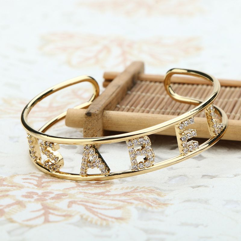 Hot Selling Stainless Steel Custom Zircon English Letter Name Bracelet Women's Jewelry Gift_voghion.com