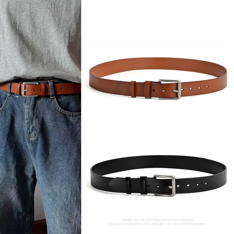 Neuer Herren-Gürtel aus Rindsleder, klassisch, schlicht, für Freizeithosen und Jeans, hochwertiger Herren-Freizeitgürtel_voghion.com