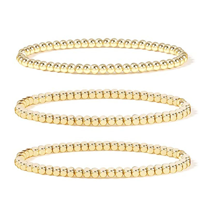 2 pezzi Ho che vendono bracciale con perline in oro genuino placcato in rame 14K, catena da donna color reenion_voghion.com