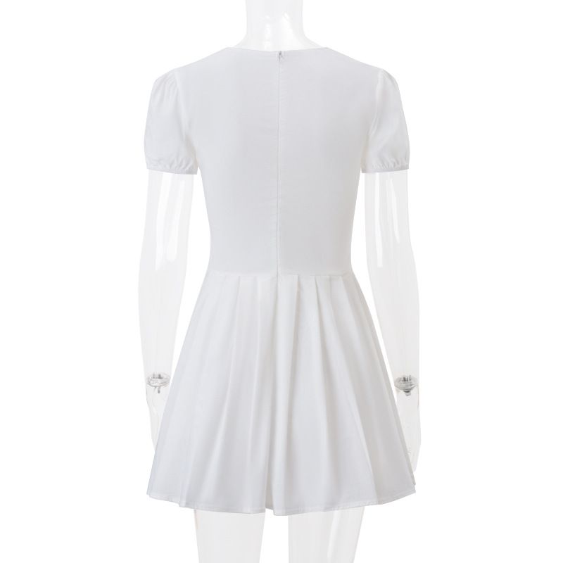 Women's 2024 Autumn New Fashion Sexy Floral Puff Sleeve V-neck Slim Fit French Dress_voghion.com