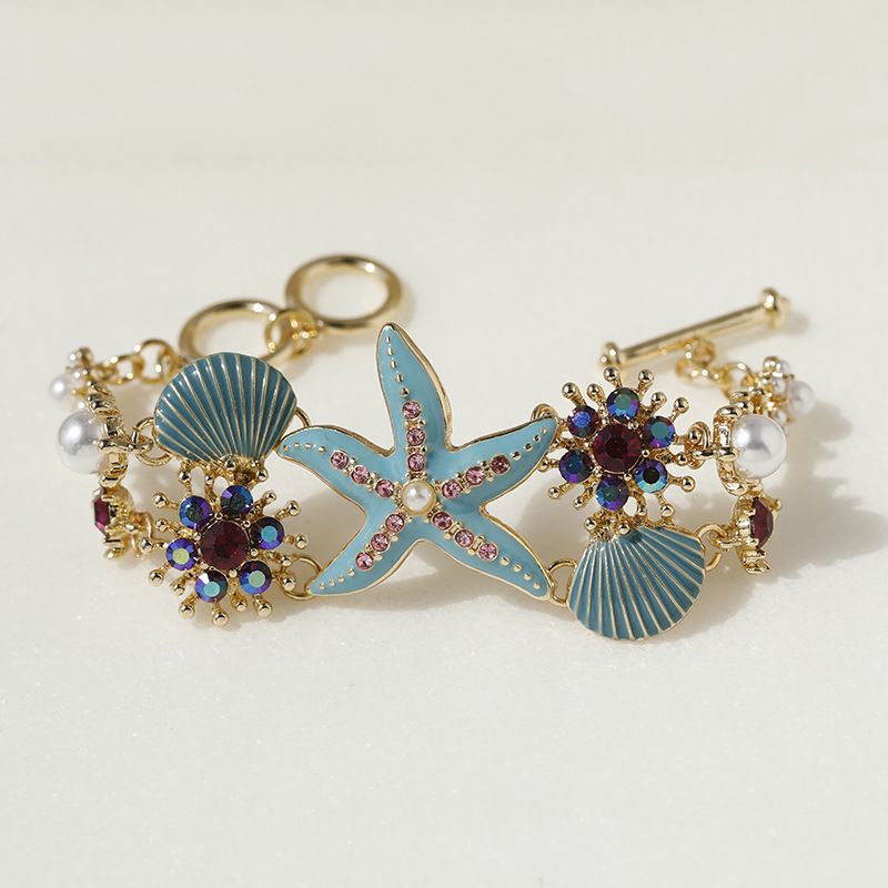 New Beach Vacation Style Ocean Starfish Shell Bracelet For Women Fashion Bohemian Internet Celebrity Pearl Earrings_voghion.com