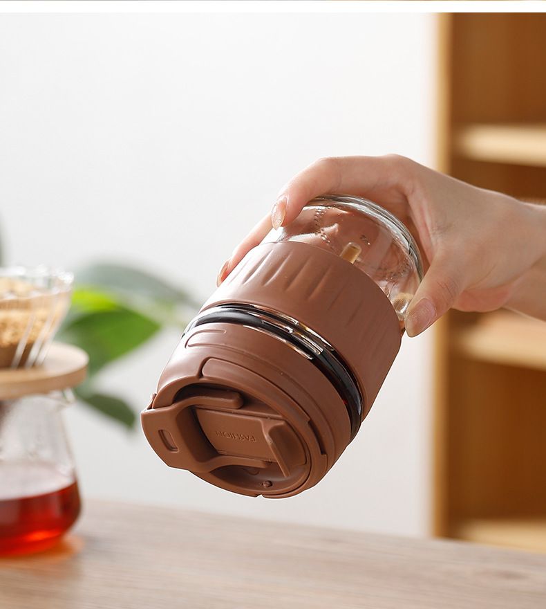 Internet Celebrity Glass Double Drinking High Aesthetic Summer Girl Coffee Portable Cute Handy Insulated Milk Water Cup_voghion.com