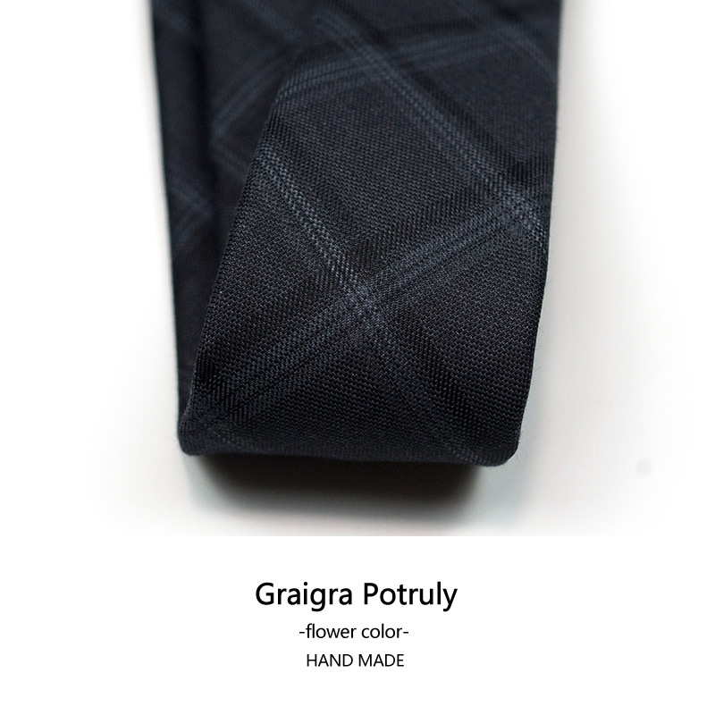 Houndstooth suit and tie solid color brown gray casual retro all-match beige plaid women's and men's tie_voghion.com