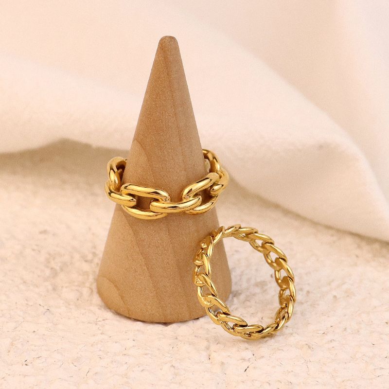 Women's Jewelry Simple And Generous Titanium Steel Ring Hollow Chain Titanium Steel Ring Female Ins Personality Retro Simple Cold Style_voghion.com