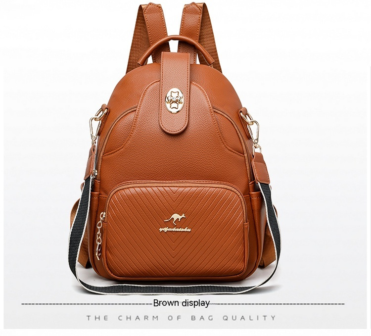 2024 New Soft Leather Backpack For Women's Fashion Leisure Large Capacity Multi Functional Backpack Versatile Outgoing Backpack_voghion.com