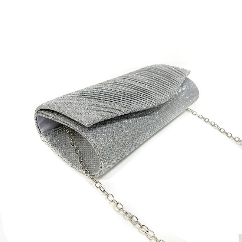 Andralyn Borsa da Cena a Pieghe Lucida da Donna con Tracolla a Catena Staccabile Borsa per Matrimonio, Fidanzamento, Appuntamento, Festa, Abito Formale per Donna_voghion.com