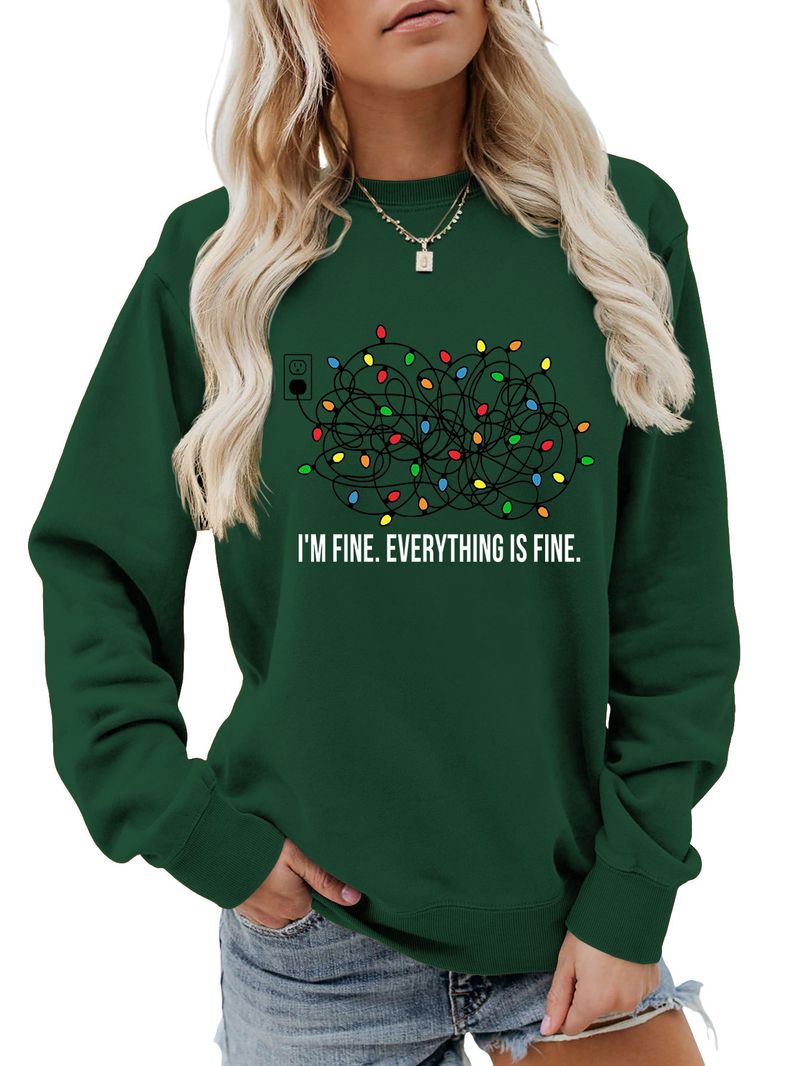 I'M FINE EVERYTHING Personality Round Neck Long Sleeve Elegant Pullover Sweatshirt Base Shirt_voghion.com