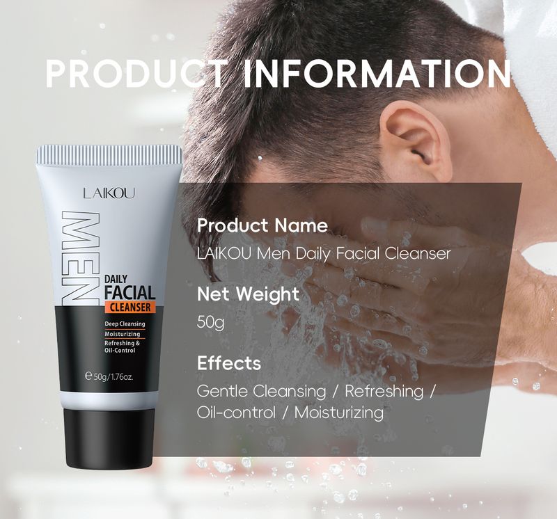 Nuevo Limpiador Facial para Hombre 50g Limpiador Facial Refrescante Limpia e Hidrata el Rostro_voghion.com